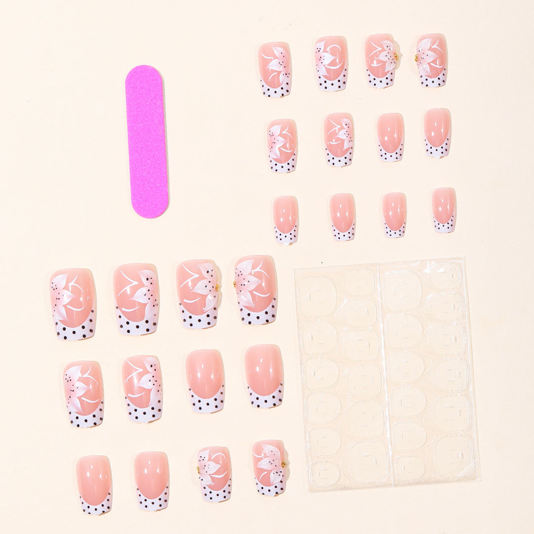 Floral French Tip Acrylic Nail Art Stornfield