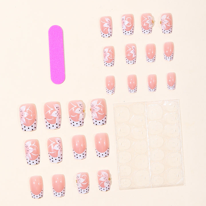 Floral French Tip Acrylic Nail Art Stornfield