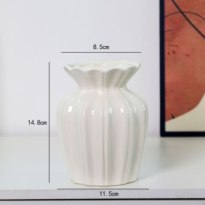Fluted Ceramic Decorative Flower Vase Stornfeild