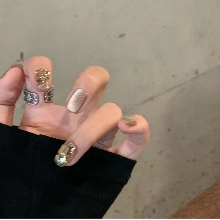 Glitter Nail Set with Luxurious Stone Embellishments Stornfield