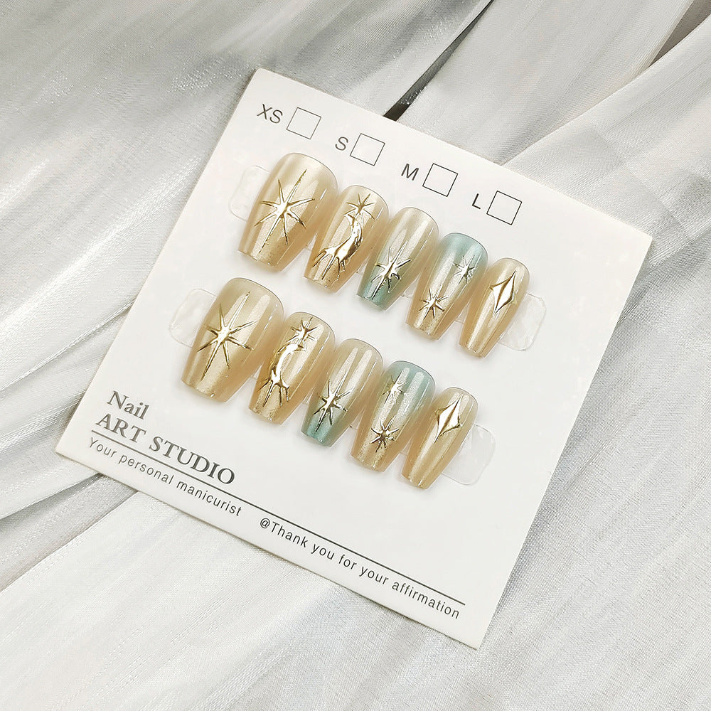 Glamorous Artificial Nails with Shimmering Design Stornfield