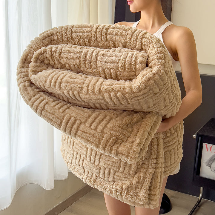 Textured Plush Throw Blanket