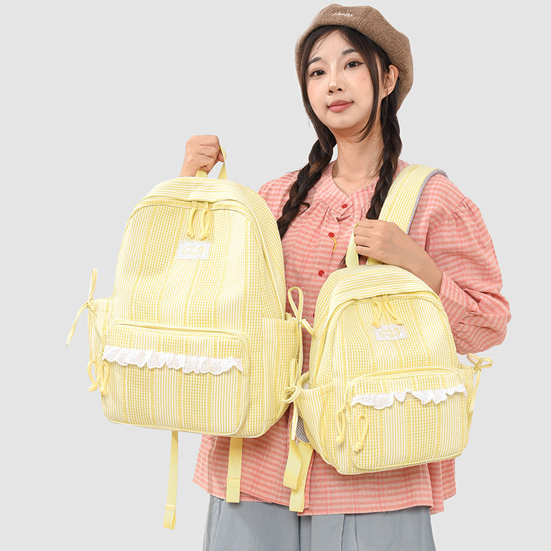 Stylish Striped Backpack with Lace Trim Stornfield