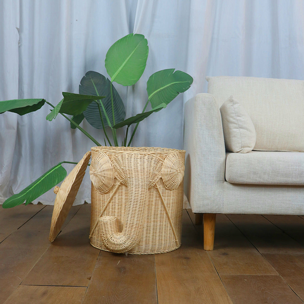 Whimsical Elephant-Themed Woven Storage Bin Stornfield