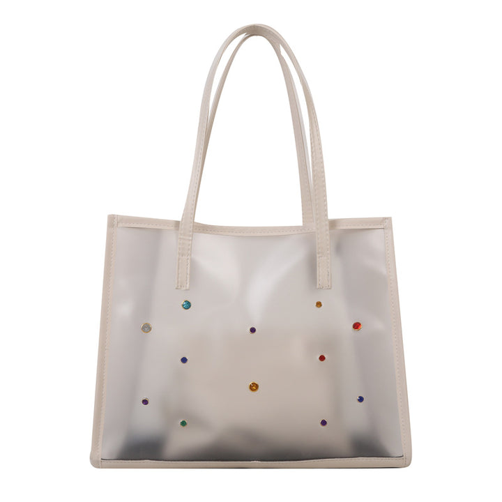 Transparent Fashion Tote Bag with Decorative Gems