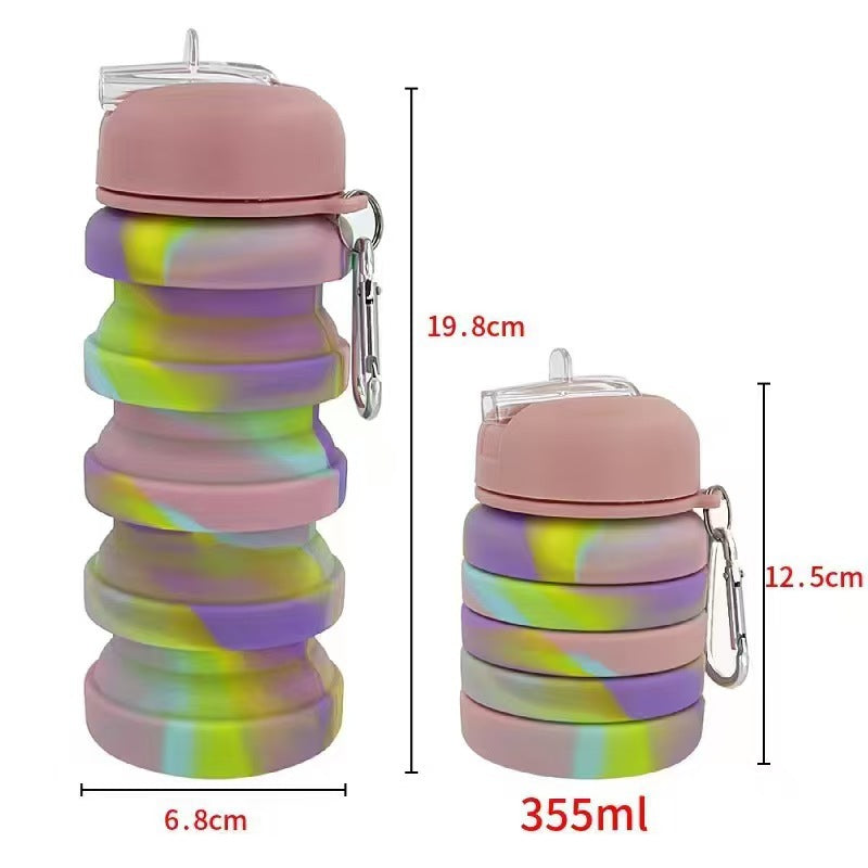 Women's foldable silicone drinking bottle with carabiner Stornfield
