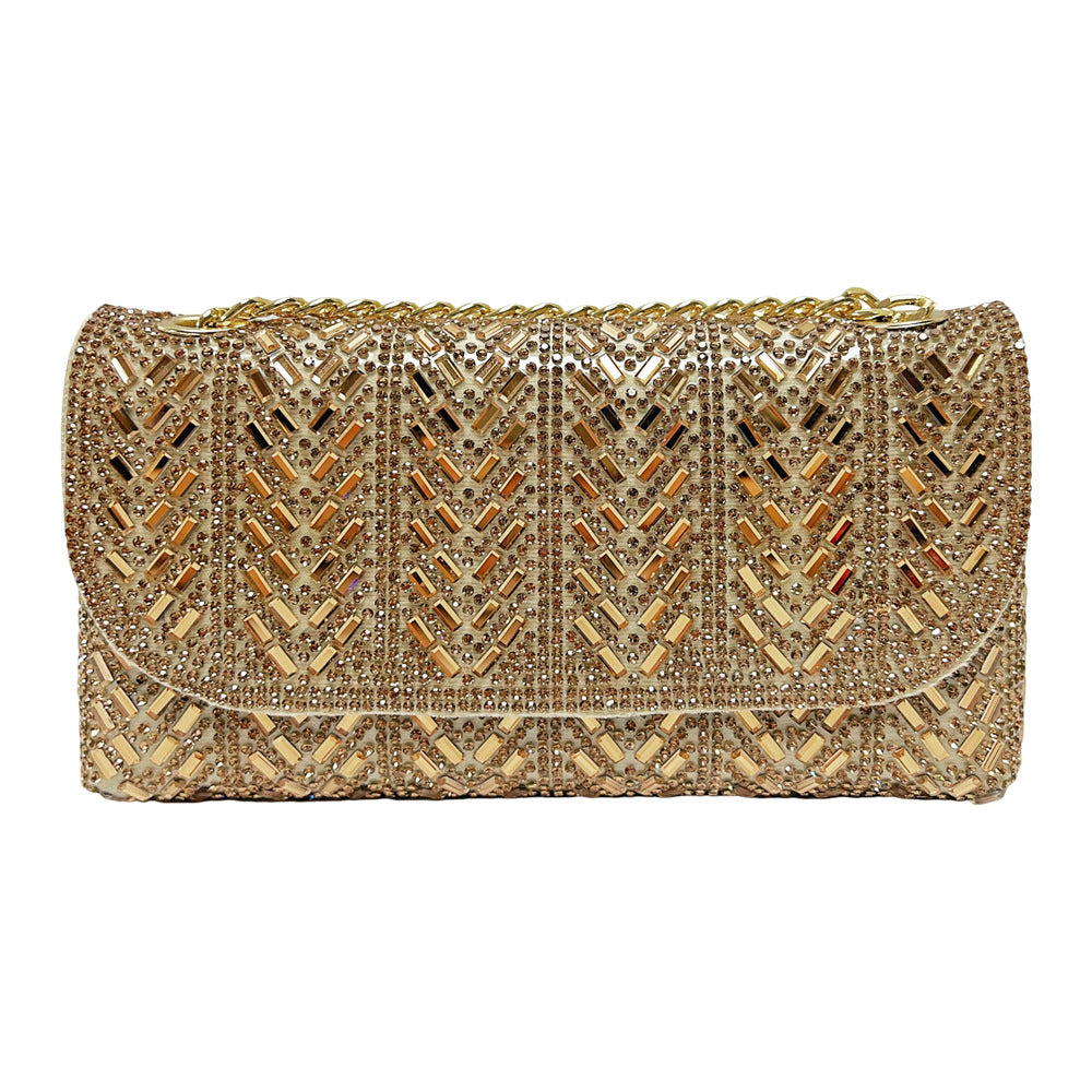 Decorative Crystal-Studded Evening Clutch