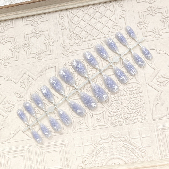 Artistic Floral-Accent Press-On Nail Set Stornfield