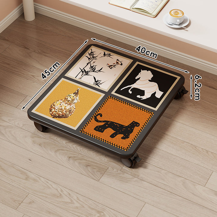 Low-Profile Wheeled Under-Bed Storage Tray with Cartoon Non-Slip Top