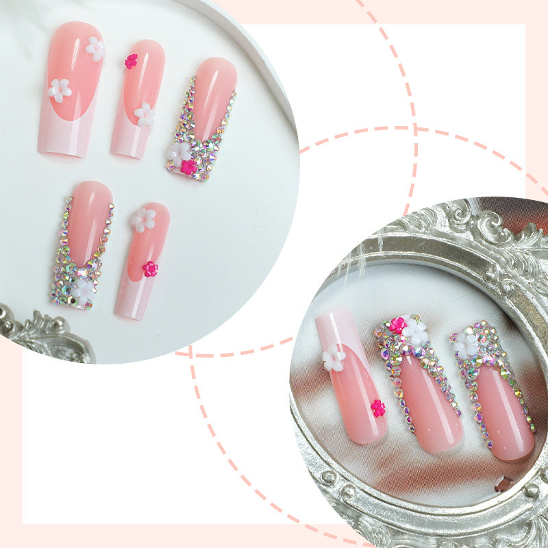 Decorative Press-On Nail Art Set with Floral and Gem Accents Stornfield 1788496044