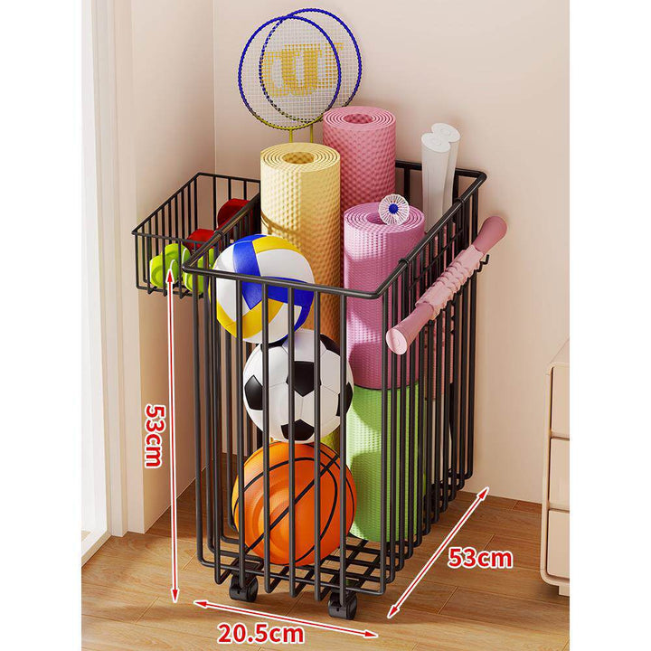 Rolling Vertical Sports Storage Cart for Balls and Yoga Mats