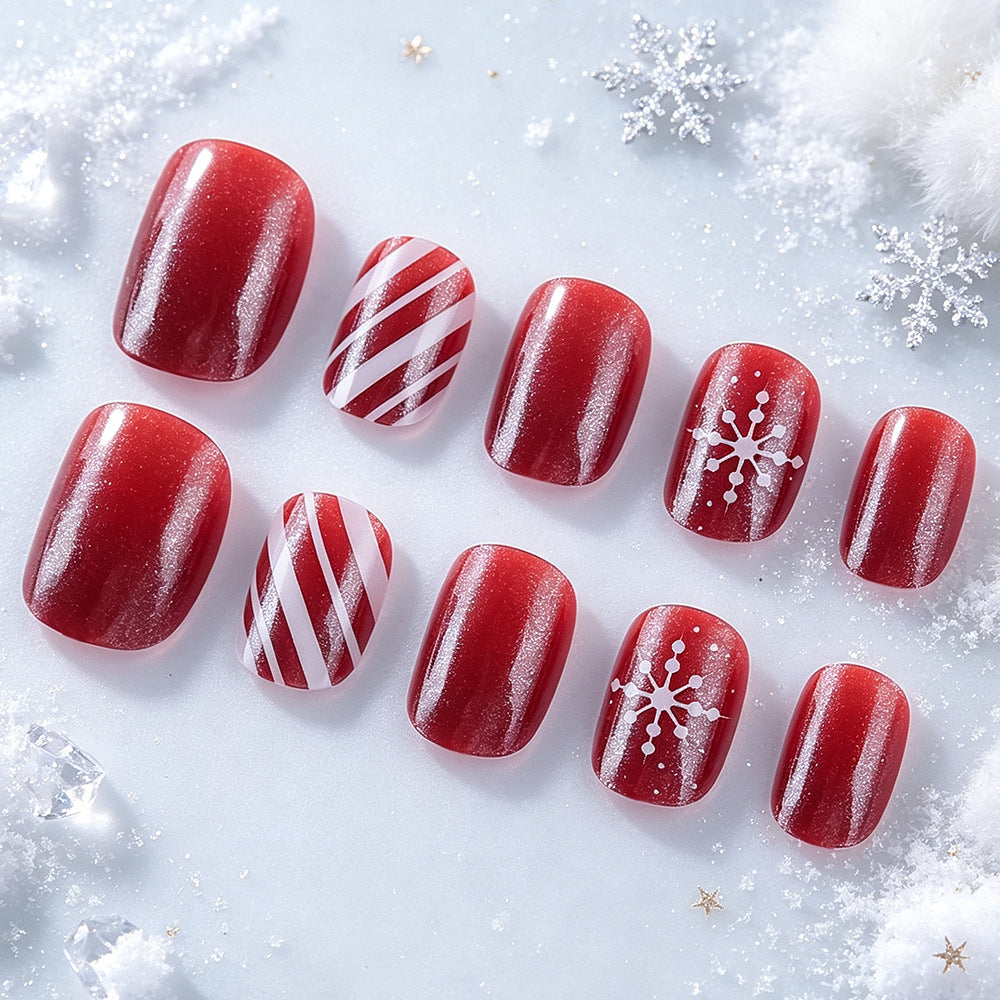 Festive Winter-Themed Press-On Nail Set Stornfield