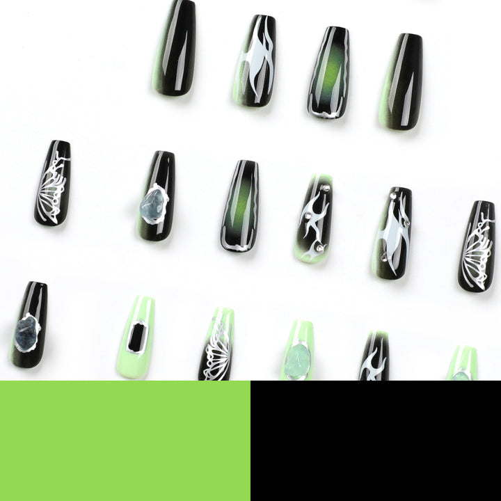 Artful Nail Extensions with Unique Glitter Accents Stornfield