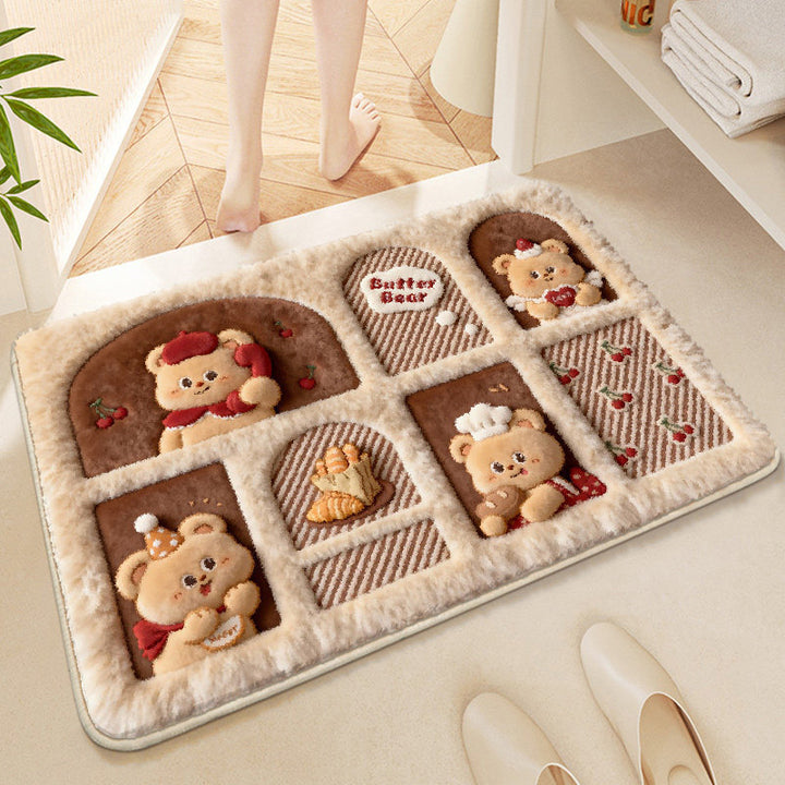 Cute Cartoon Animal-Themed Plush Bath Mat