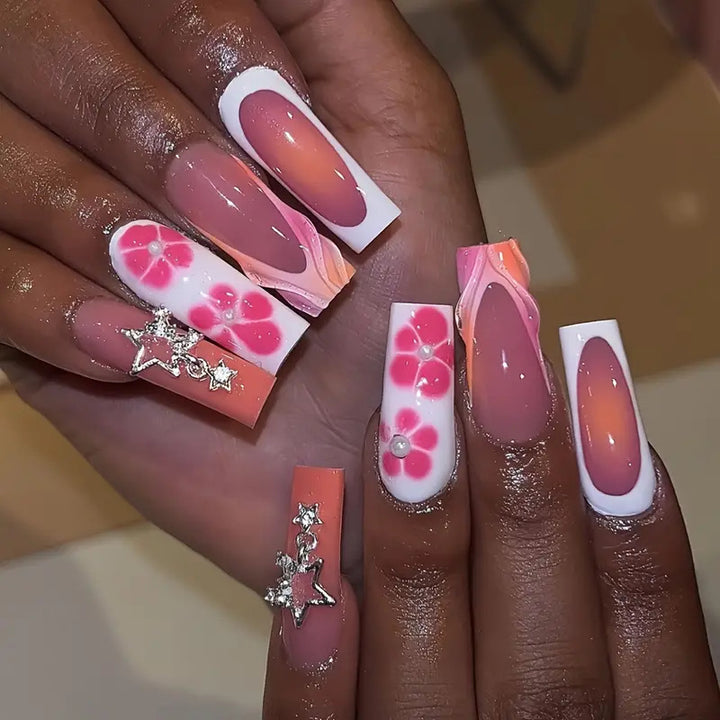 Artistic 3D Floral Press-On Nail Set Stornfield