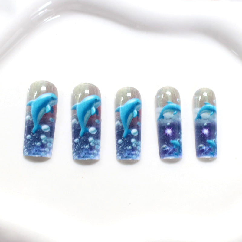 Artistic 3D Dolphin Acrylic Nail Enhancements Stornfield