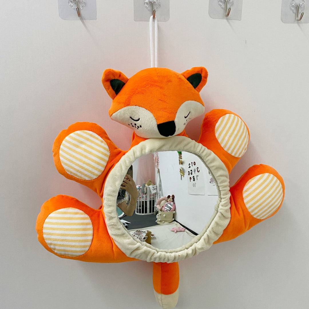 Plush Infant Tummy-Time and Crib Mirror with Padded Bear Frame