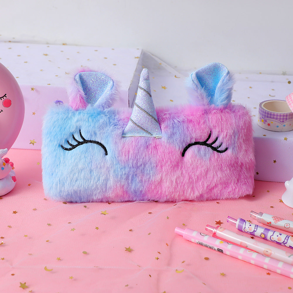 Plush Unicorn-Themed Pencil Case