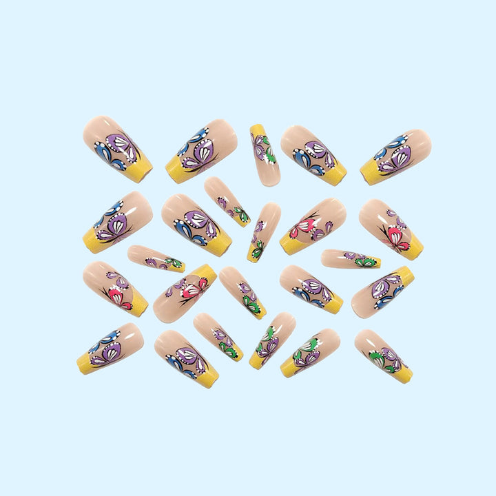 Colorful artificial nails with butterfly design Stornfield