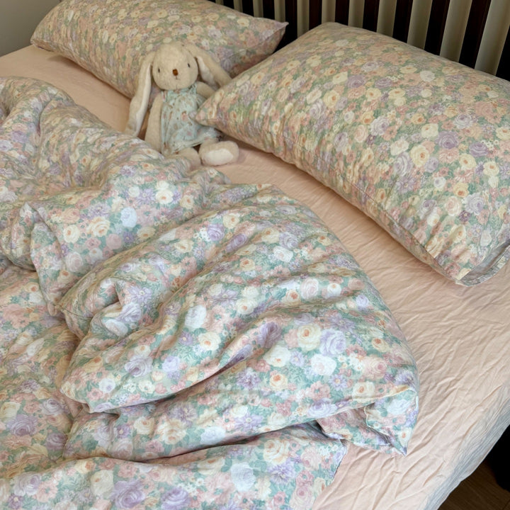 Floral Cotton Reversible Duvet and Sheet Nursery Bedding Set