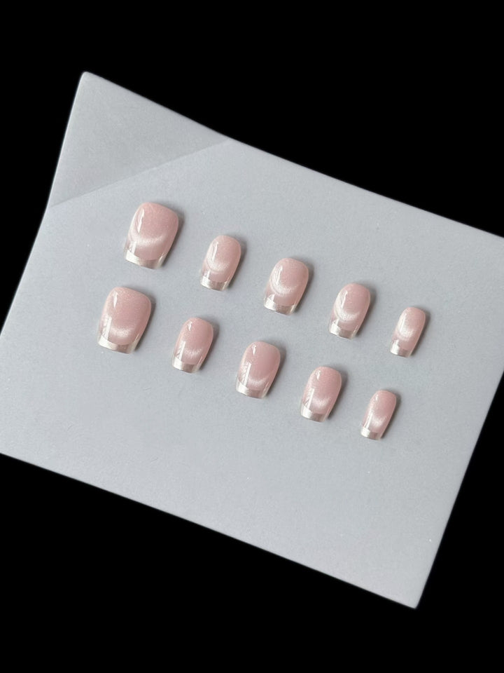 High-Quality Press-On Nail Set with Natural French Tip Design