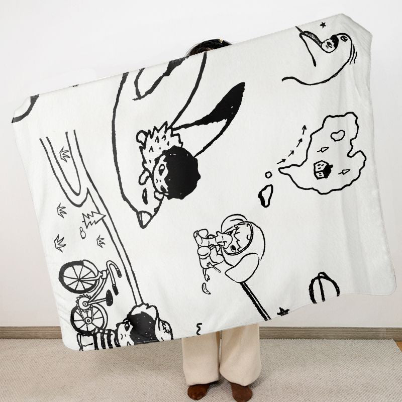 Artistic Cartoon Print Throw Blanket