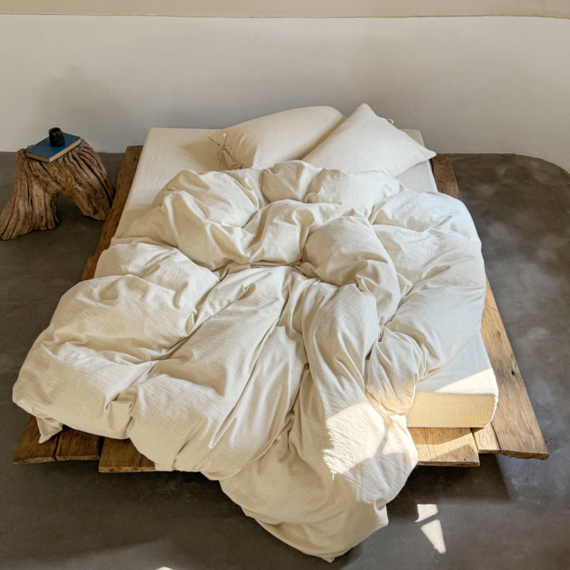 Organic Linen-Texture Breathable Duvet Cover Set with Corner Ties