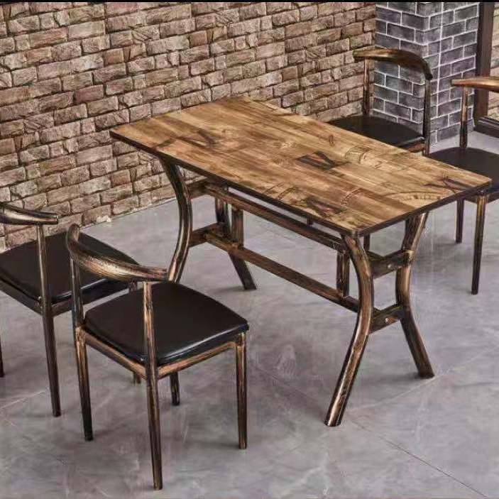 Vintage dining table with custom license plate design Stornfield