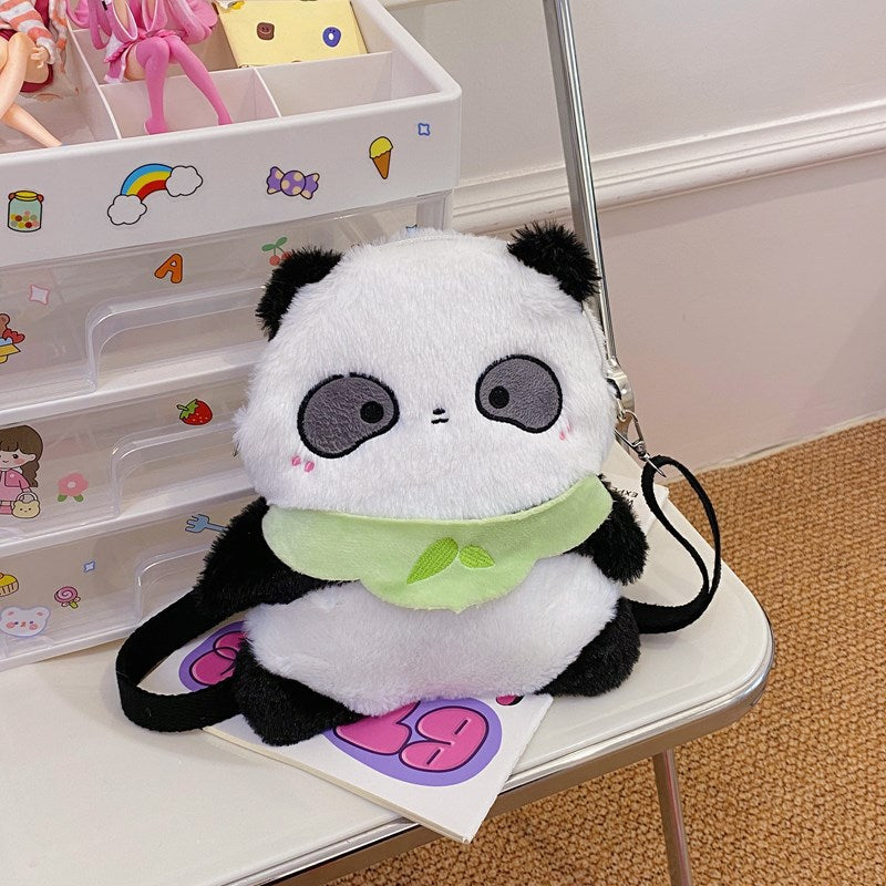 Cute Plush Panda-Themed Crossbody Bag