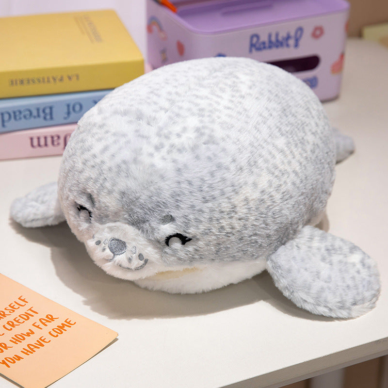 Plush Seal Cuddle Pillow with Embroidered Face and Side Flippers Stornfield