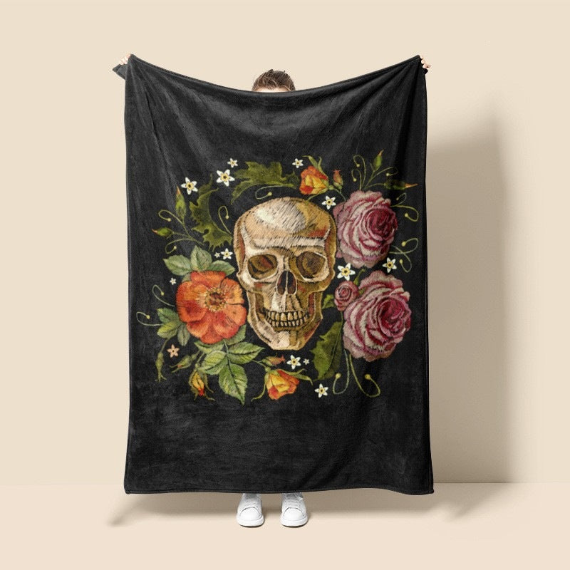 Artistic Skull-Themed Fleece Blanket