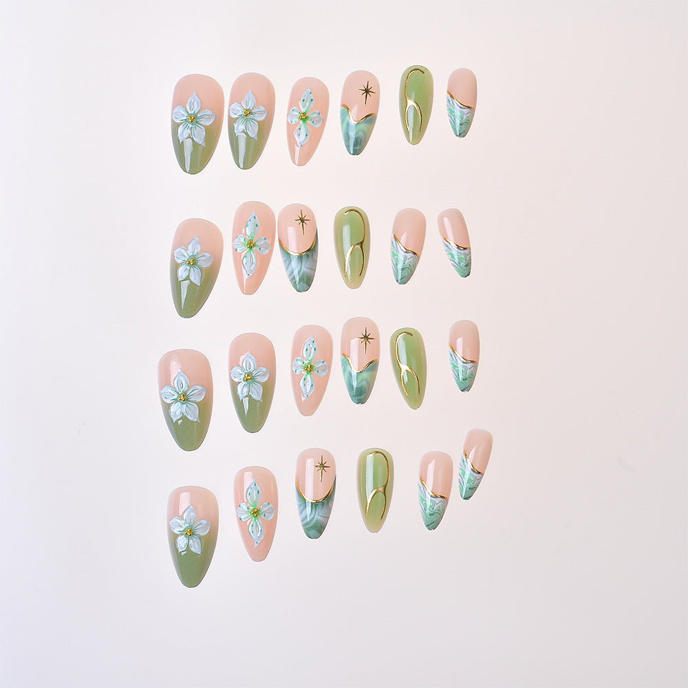 Elegant Floral-Detail Press-On Nails Stornfield