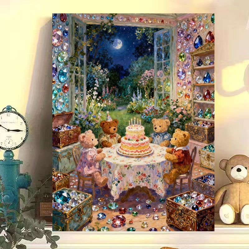 Whimsical Rabbit Scene Canvas Art Print Stornfield