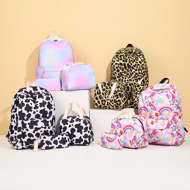 Stylish Cow Print Backpack and Accessory Set Stornfield