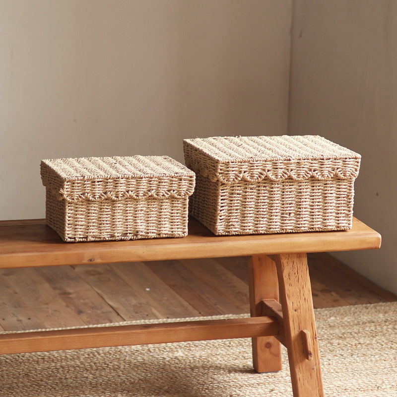 Storage basket with lid and reed design Stornfield