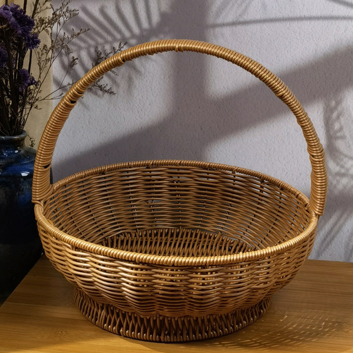 Ladies handcrafted rattan basket with handle Stornfield