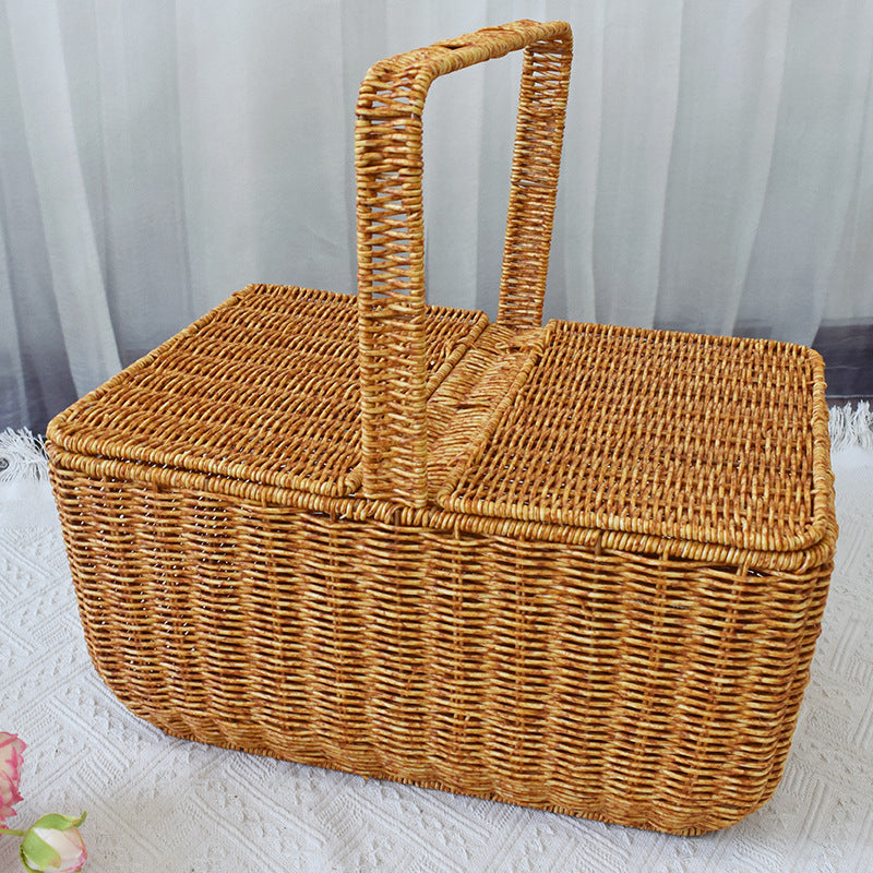 Handcrafted Natural Wicker Picnic Basket Stornfield