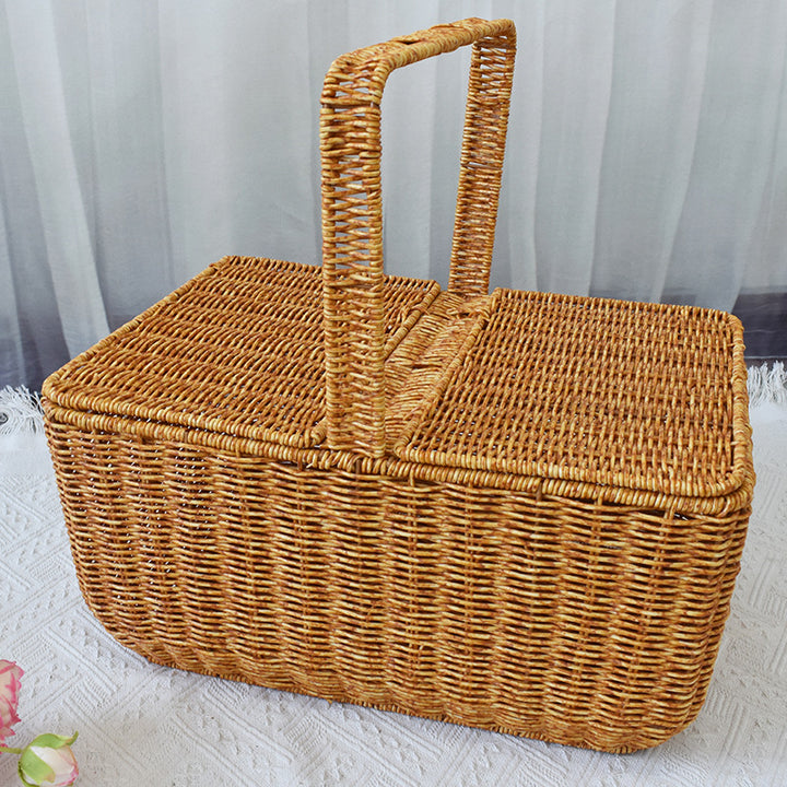 Handcrafted Natural Wicker Picnic Basket Stornfield