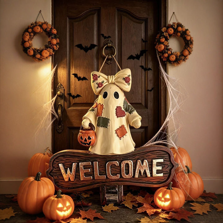 Welcome sign with ghost motif Stornfield