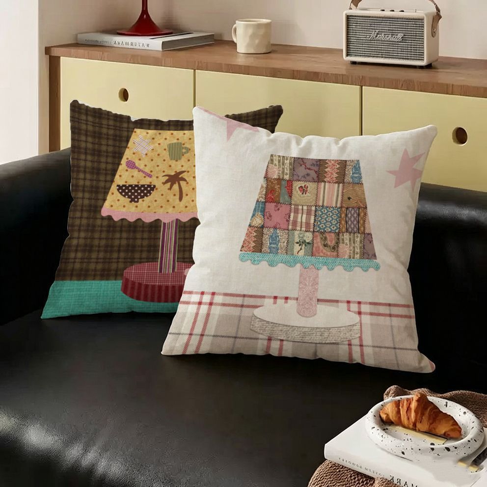 Patchwork Lamp Design Throw Pillow