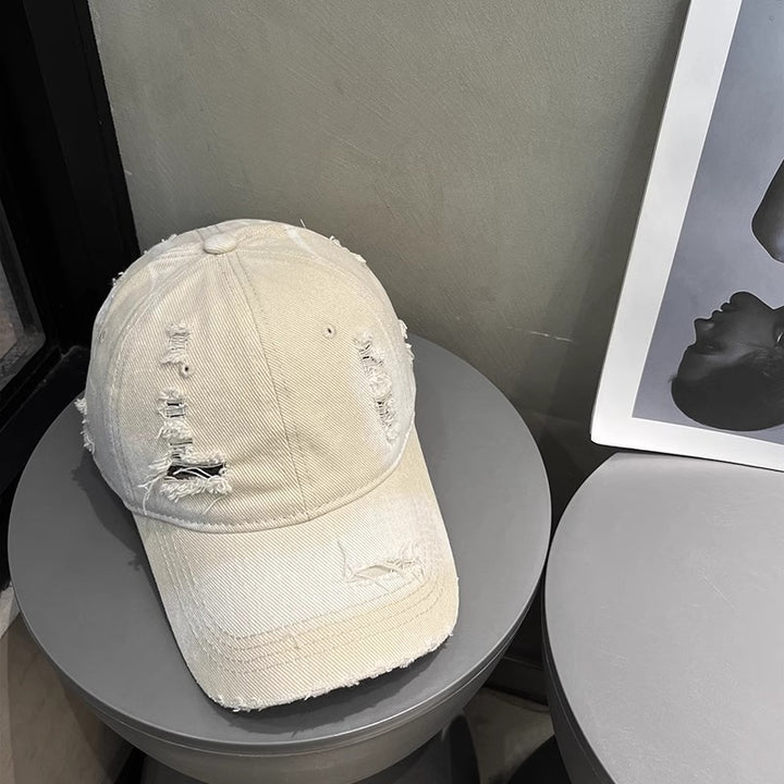 Women's Distressed Black Denim Baseball Cap Stornfield