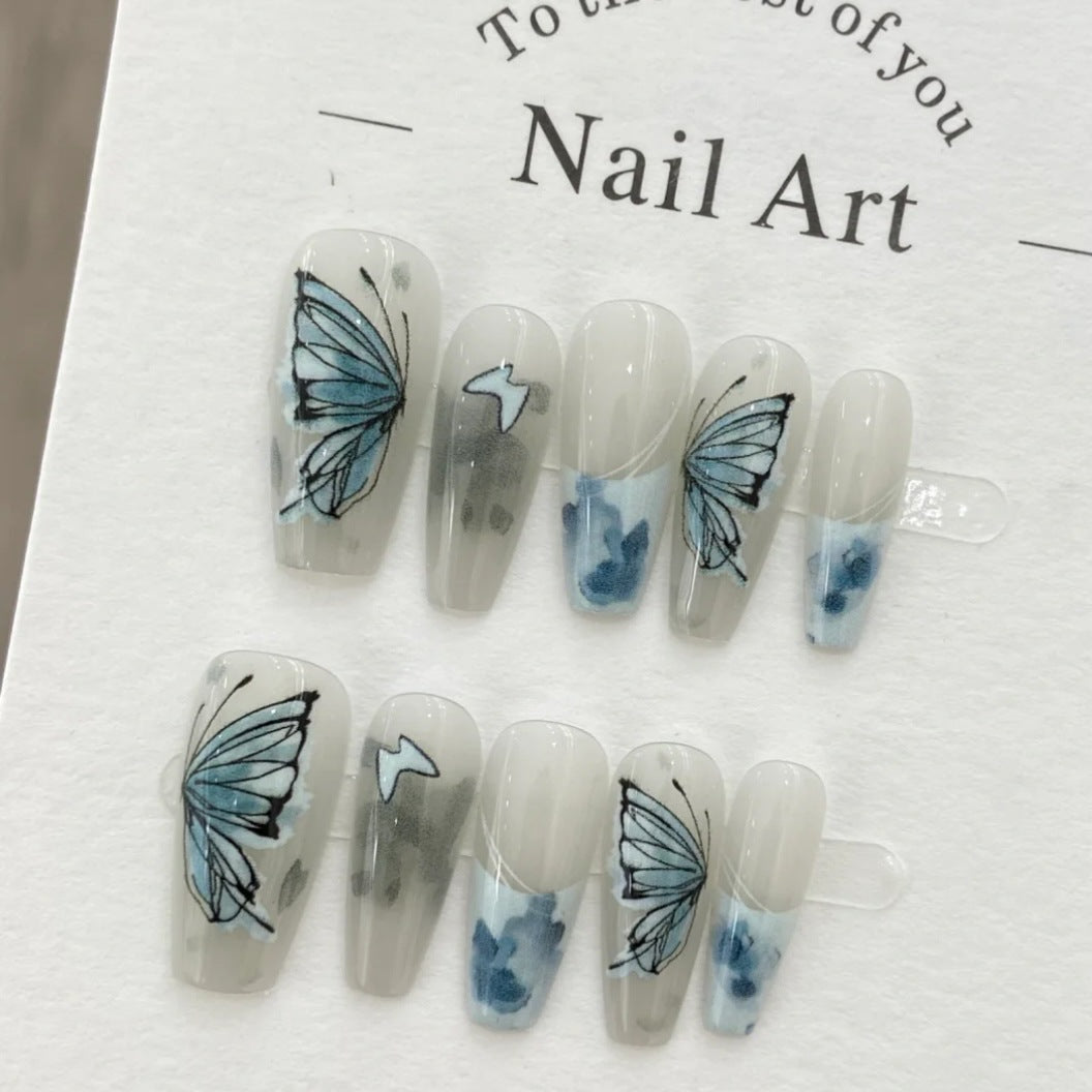 Artistic Butterfly-Design Press-On Nail Set