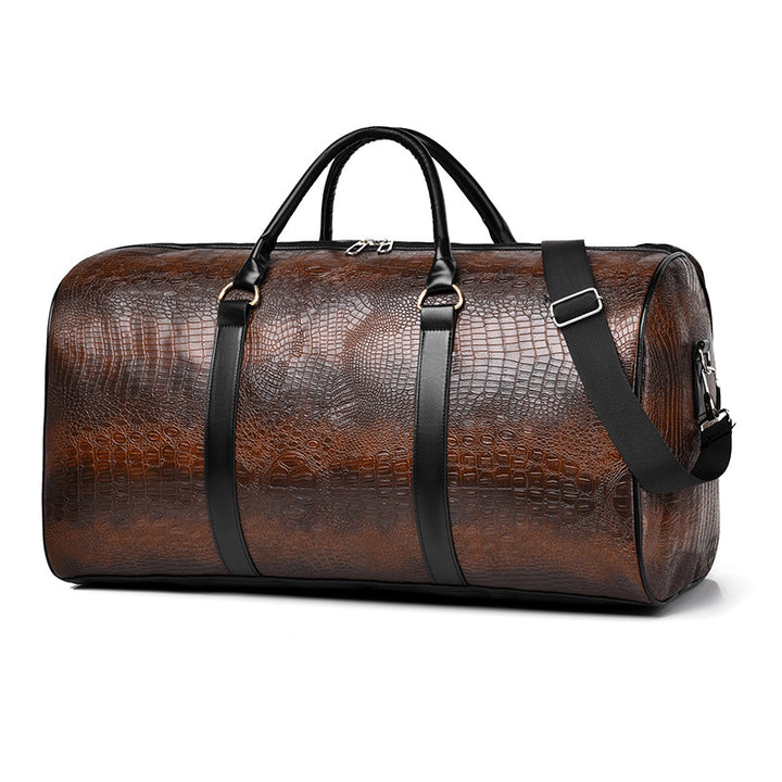 Stylish Crocodile Textured Travel Duffel