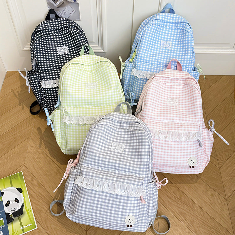 Cute Gingham Print Backpack Stornfield