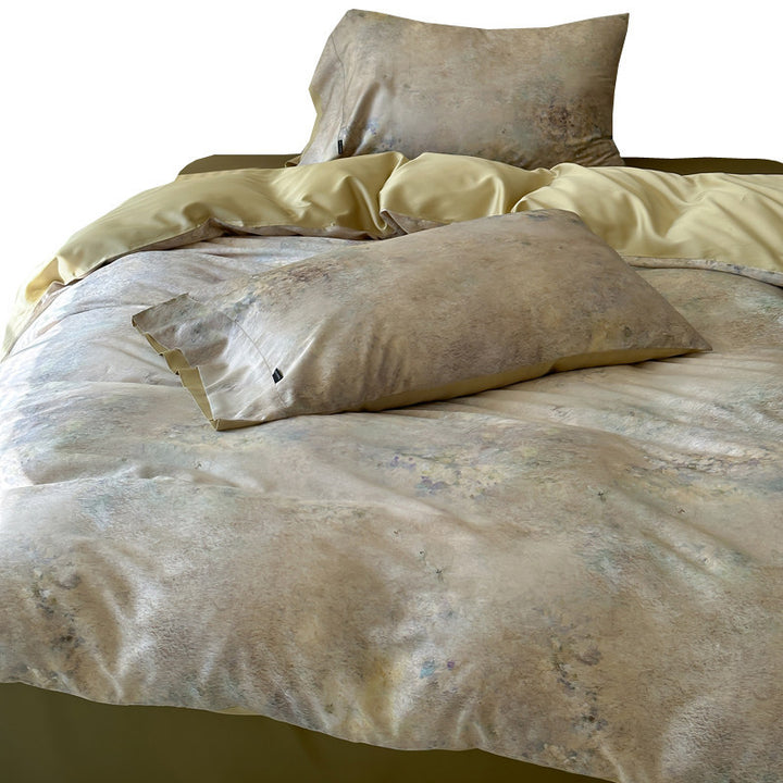 Botanical Watercolor Micro-Sateen Reversible Duvet Cover Set with Embroidered Lumbar Pillow