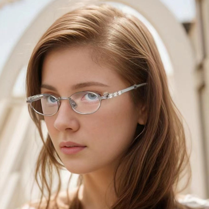 Fashion-Forward Oval Sunglasses with Crystal Accents Stornfield