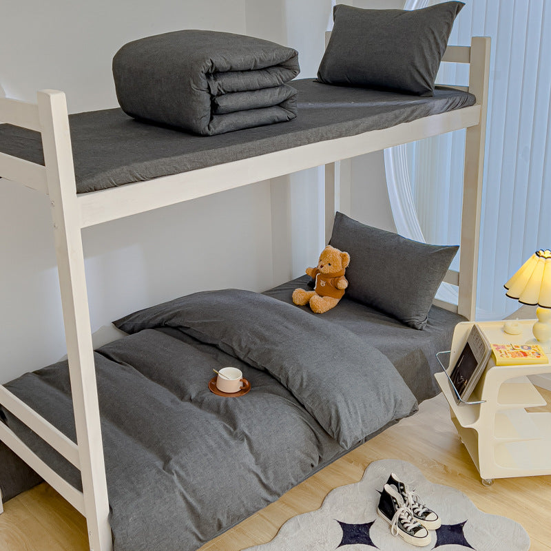 Lightweight Cotton Bunk-Bed Bedding Set with Duvet Cover Pillowcase and Fitted Sheet