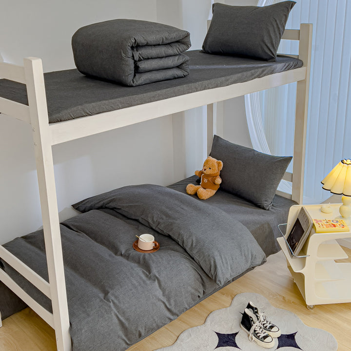 Lightweight Cotton Bunk-Bed Bedding Set with Duvet Cover Pillowcase and Fitted Sheet