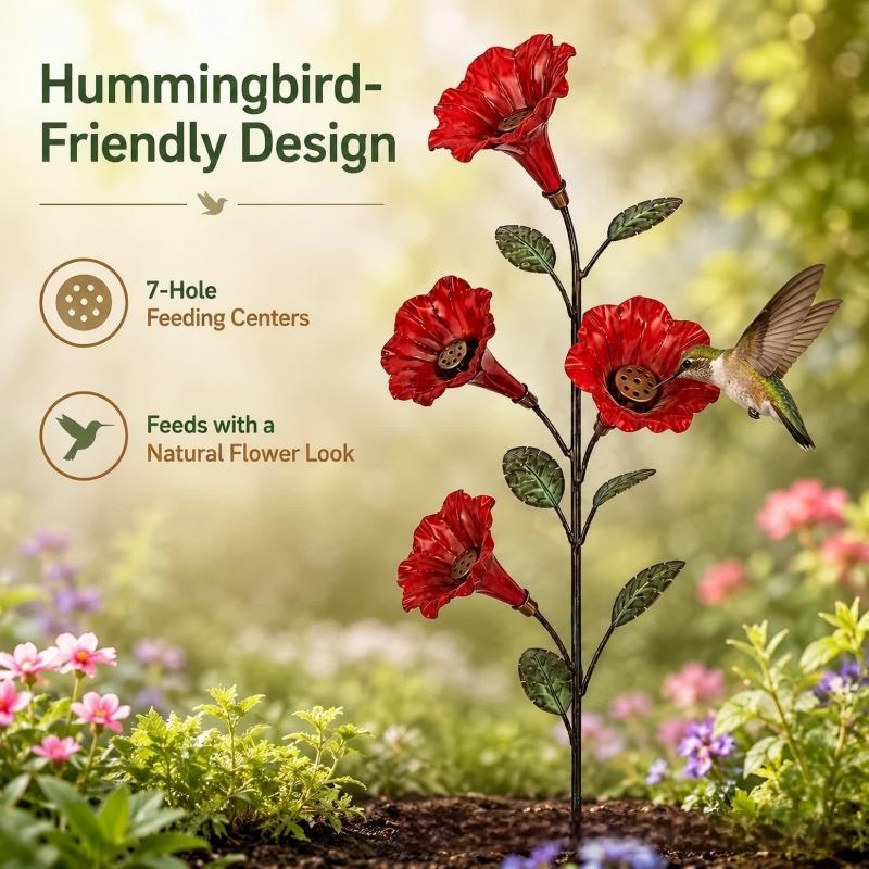 Stabiles garden decor bundle with flowers and hummingbird Stornfield