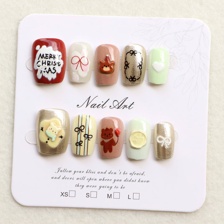 Festive Themed Press-On Nail Art Set Stornfield